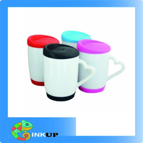 MUG BLANCO OREJA CORAZON TAPA Y BASE SILICONA